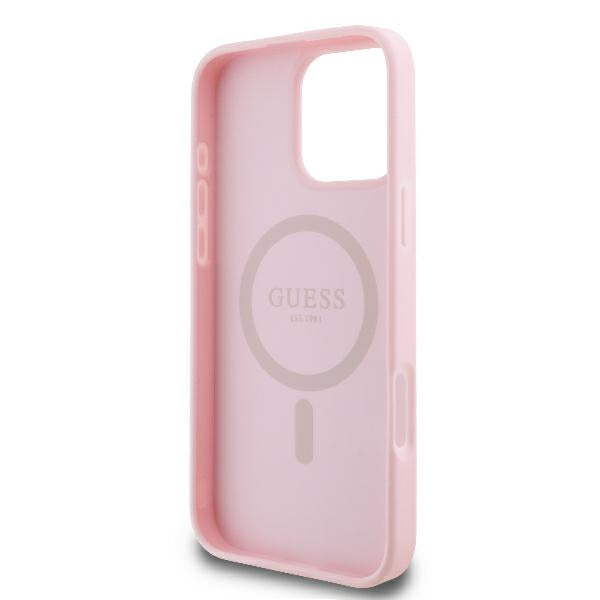 Guess MagSafe dėklas iPhone 16 Pro – rožinis
