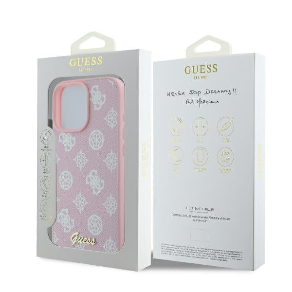 Guess MagSafe dėklas iPhone 16 Pro – rožinis