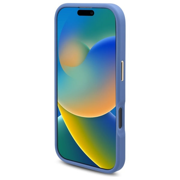 Guess 4G Logo Plate MagSafe dėklas iPhone 16 Pro – mėlynas