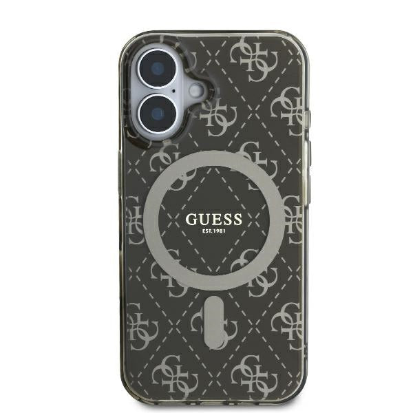 Guess MagSafe dėklas iPhone 16 Plus – rudas