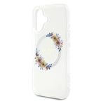 Guess IML Flowers Wreath MagSafe dėklas iPhone 16 Plus – skaidrus