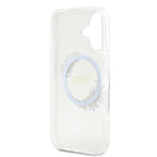 Guess IML Flowers Wreath MagSafe dėklas iPhone 16 Plus – skaidrus