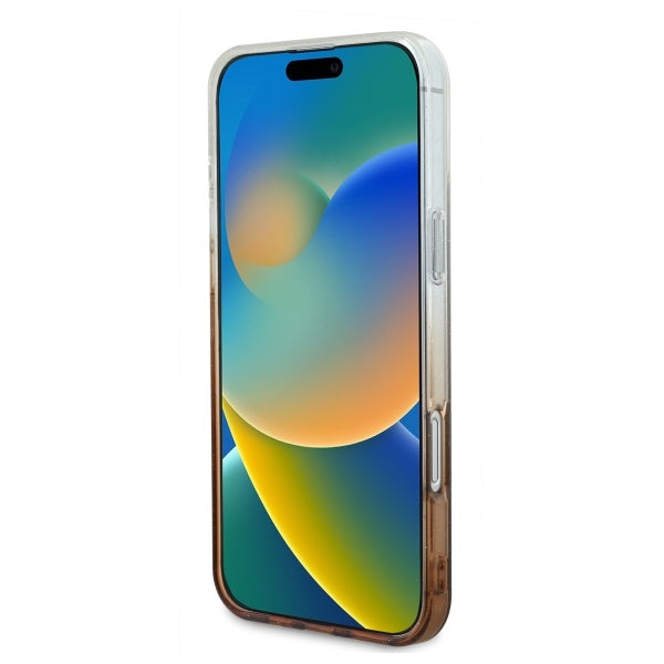 Guess IML Glitter Gradient MagSafe dėklas iPhone 16 Plus – rudas