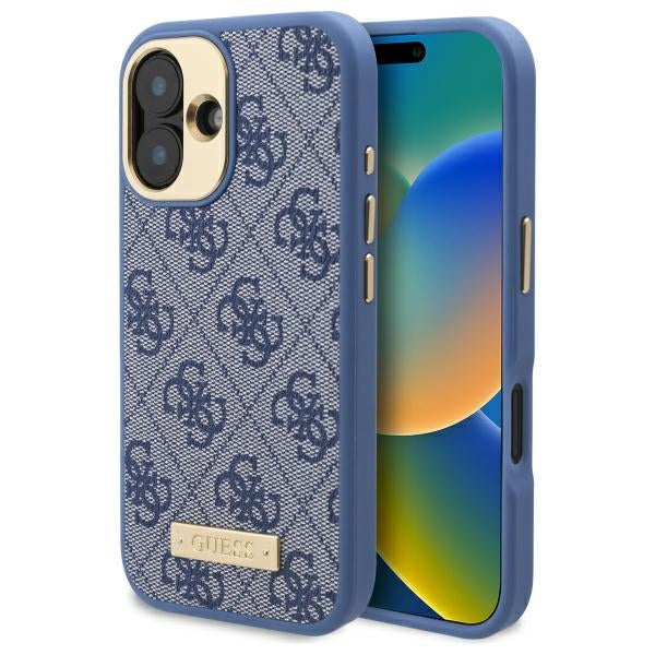 Guess MagSafe dėklas iPhone 16 Plus – mėlynas