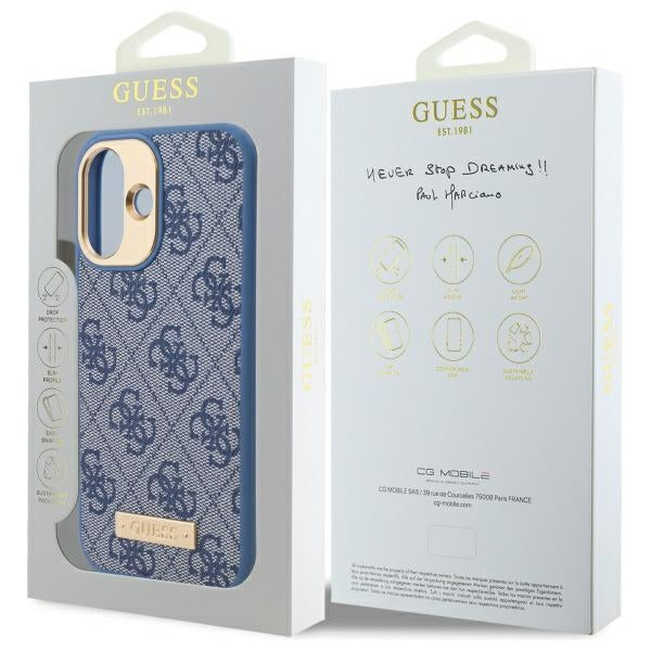 Guess MagSafe dėklas iPhone 16 Plus – mėlynas