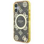 Guess Peony 4G MagSafe dėklas iPhone 16 – rudas