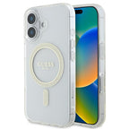 Guess IML Glitter Circle MagSafe iPhone 16 Dėklas – skaidrus