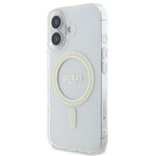 Guess IML Glitter Circle MagSafe iPhone 16 Dėklas – skaidrus