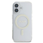 Guess IML Glitter Circle MagSafe iPhone 16 Dėklas – skaidrus
