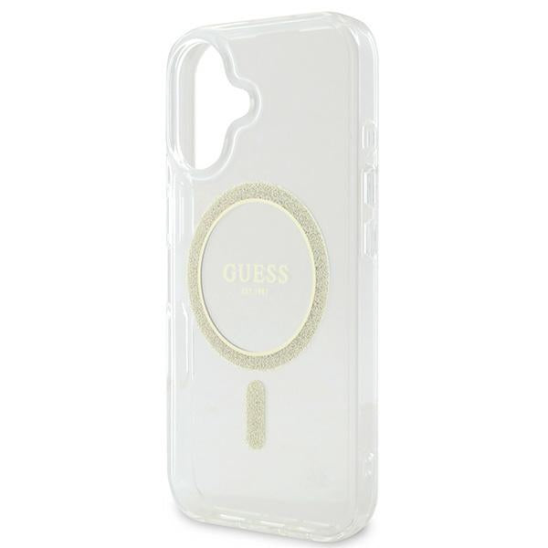 Guess IML Glitter Circle MagSafe iPhone 16 Dėklas – skaidrus