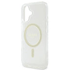 Guess IML Glitter Circle MagSafe iPhone 16 Dėklas – skaidrus