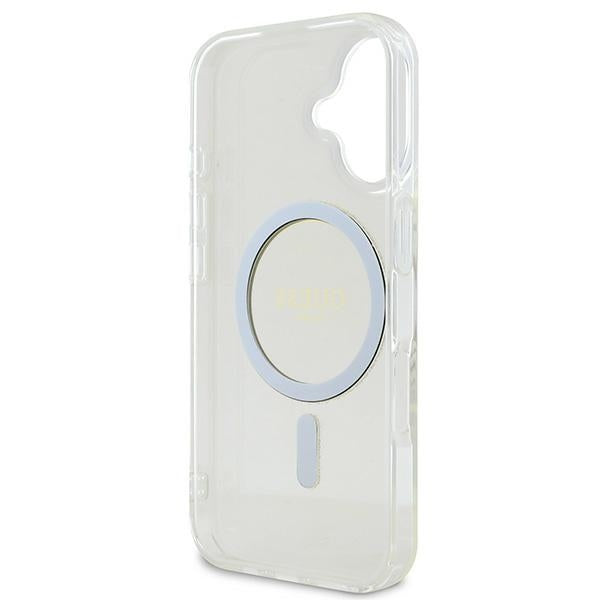 Guess IML Glitter Circle MagSafe iPhone 16 Dėklas – skaidrus
