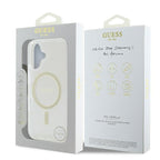 Guess IML Glitter Circle MagSafe iPhone 16 Dėklas – skaidrus
