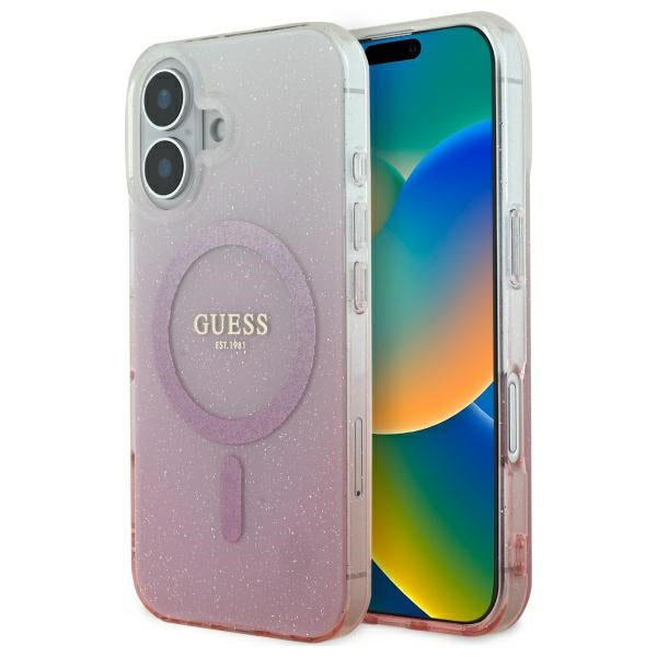 Guess MagSafe dėklas iPhone 16 – rožinis