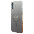 Guess blizgus MagSafe dėklas iPhone 16 – rudas