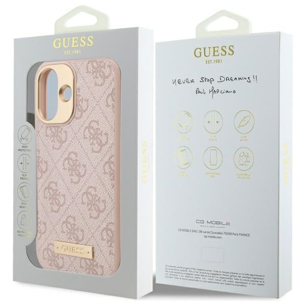 Guess 4G MagSafe dėklas iPhone 16 – rožinis