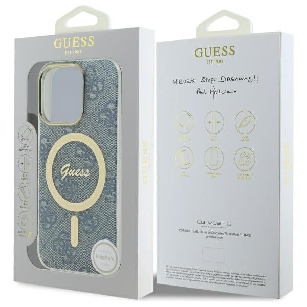 Guess MagSafe dėklas iPhone 16 Pro Max – mėlynas