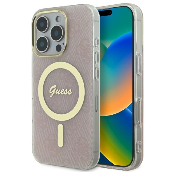 Guess MagSafe dėklas iPhone 16 Pro Max – rožinis