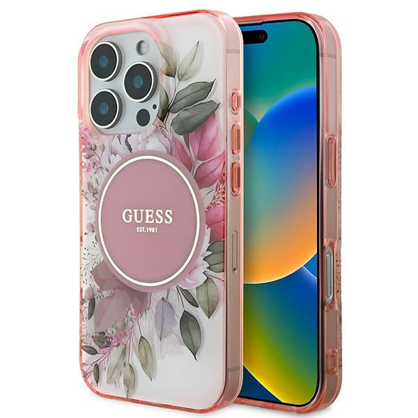 Guess MagSafe dėklas iPhone 16 Pro Max – rožinis