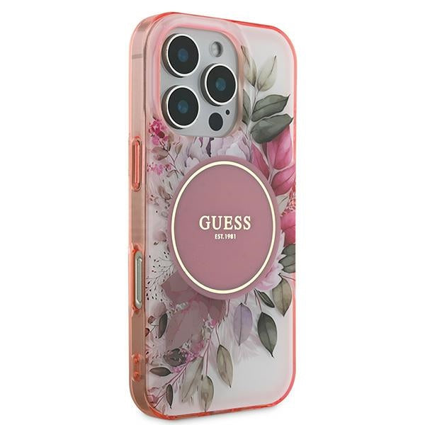 Guess MagSafe dėklas iPhone 16 Pro Max – rožinis