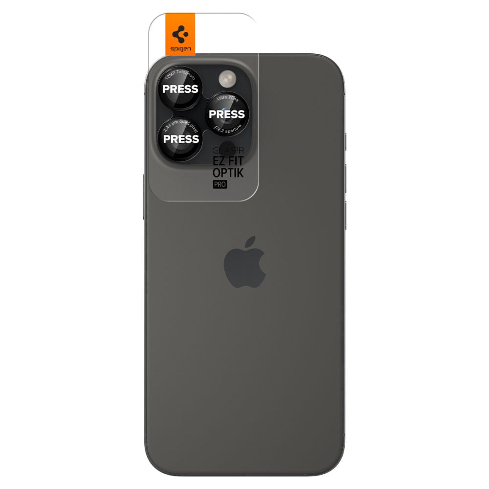 Spigen Optik Pro L-Series kameros lęšių stikliukai iPhone 14–17 Pro/Pro Max – juodi