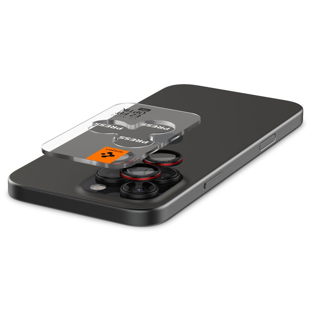 Spigen Optik Pro L-Series kameros lęšių stikliukai iPhone 14–17 Pro/Pro Max – juodi