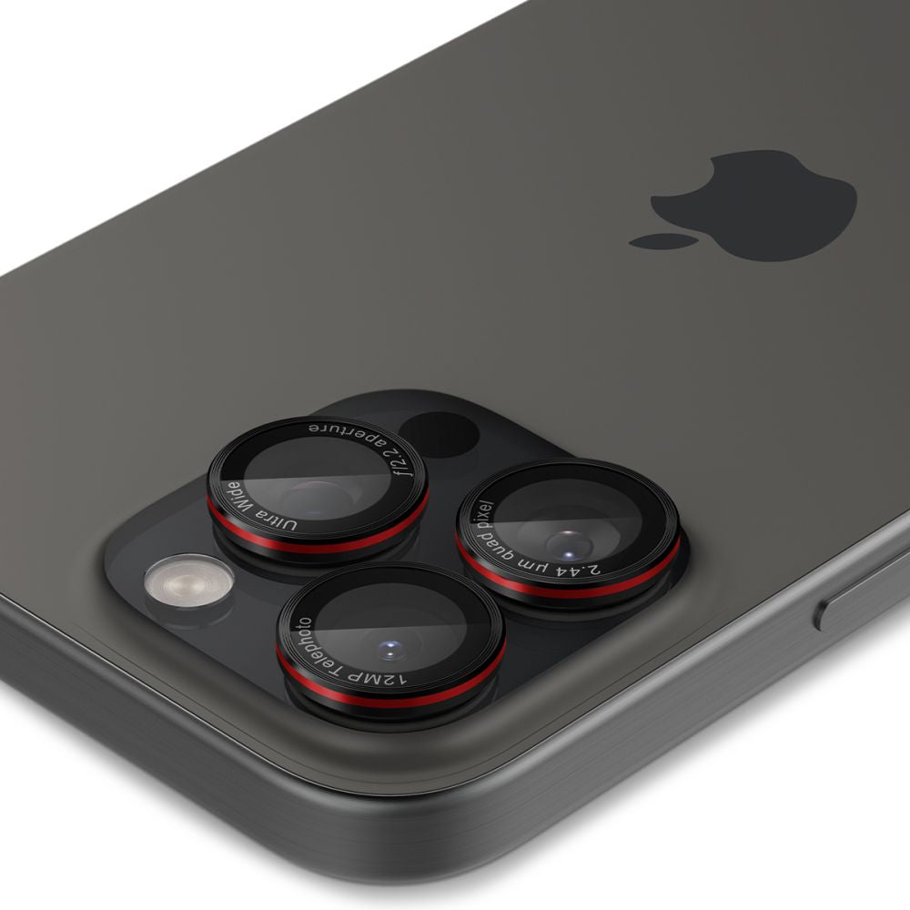 Spigen Optik Pro L-Series kameros lęšių stikliukai iPhone 14–17 Pro/Pro Max – juodi