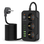 Tech-Protect PC3X6 maitinimo juosta, 3 lizdai 240V + 3xUSB-A + 3xUSB-C, 200 cm – juoda -- Cell phone cables