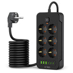 Tech-Protect PC6X6 maitinimo juosta, 6 lizdai 240V + 3xUSB-A + 3xUSB-C, 200 cm – juoda -- Cell phone cables