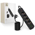 Tech-Protect PCL4X3 maitinimo juosta, 4 lizdai 240V + 2xUSB-A + 1xUSB-C, 200 cm – juoda -- Cell phone cables