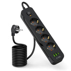 Tech-Protect PCL4X3 maitinimo juosta, 4 lizdai 240V + 2xUSB-A + 1xUSB-C, 200 cm – juoda -- Cell phone cables