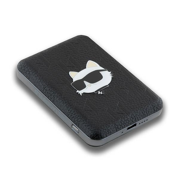 Karl Lagerfeld indukcinė išorinė baterija KLPB5FPGKSCHHK 16W 5000mAh juodas/juodas Choupette Head Pin MagSafe