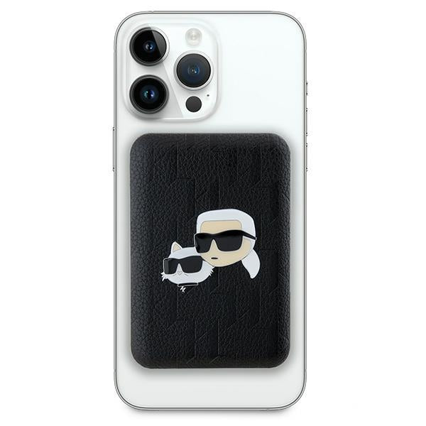 Karl Lagerfeld indukcinė išorinė baterija KLPB5FPGKSKCHK 16W 5000mAh juodas/juodas Karl&Choupette Head Pin MagSafe