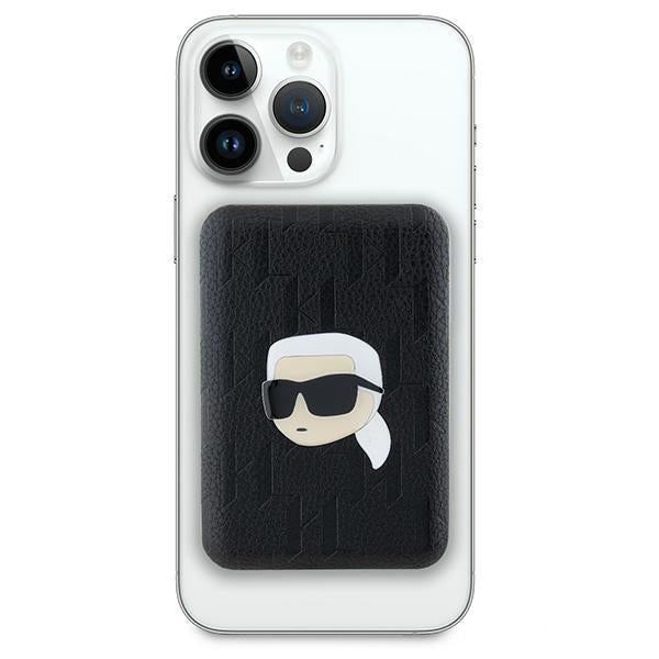 Karl Lagerfeld indukcinė išorinė baterija KLPB5FPGKSKIHK 16W 5000mAh juodas/juodas Karl Head Pin MagSafe
