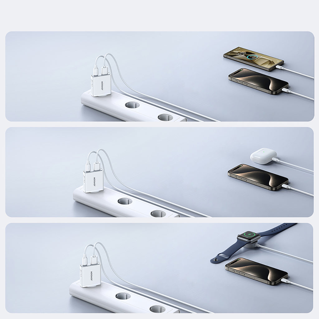 Joyroom JR-TCF14 20W USB-A USB-C itin plonas sieninis įkroviklis - baltas