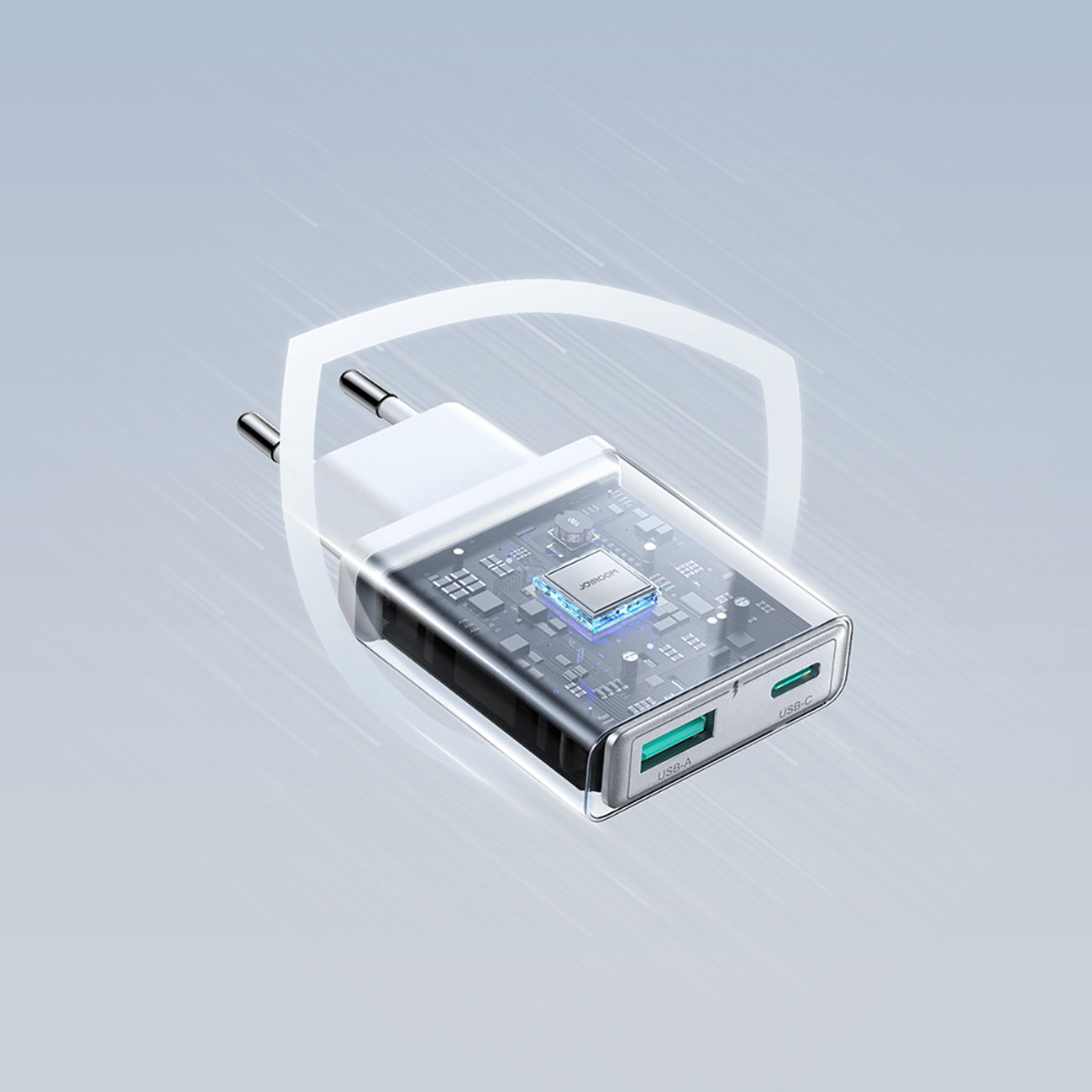 Joyroom JR-TCF14 20W USB-A USB-C itin plonas sieninis įkroviklis - baltas