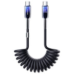 Joyroom S-A43 Crystal-Clear Series 60W USB-C - USB-C spiralinis laidas 1.5m - juodas