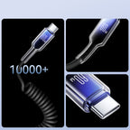 Joyroom S-A43 Crystal-Clear Series 60W USB-C - USB-C spiralinis laidas 1.5m - juodas