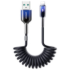 Joyroom S-A43 Crystal-Clear Series 3A USB-A - Lightning spiralinis laidas 1.5m - juodas