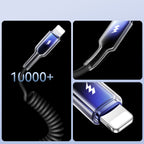 Joyroom S-A43 Crystal-Clear Series 3A USB-A - Lightning spiralinis laidas 1.5m - juodas