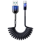 Joyroom S-A43 Crystal-Clear Series 3A USB-A - USB-C spiralinis laidas 1.5m - juodas