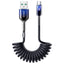 Joyroom S-A43 Crystal-Clear Series 3A USB-A - USB-C spiralinis laidas 1.5m - juodas