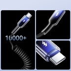 Joyroom S-A43 Crystal-Clear Series 3A USB-A - USB-C spiralinis laidas 1.5m - juodas