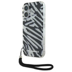 Karl Lagerfeld Zebra dėklas su virvute iPhone 16 – juodas