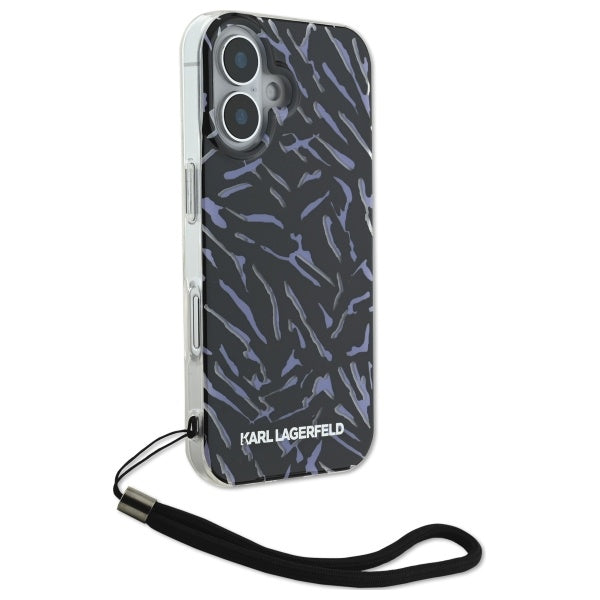 Karl Lagerfeld Zebra With Cord dėklas iPhone 16 – violetinis