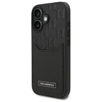 Karl Lagerfeld dėklas iPhone 16 – juodas, su kišene