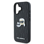 Karlo Lagerfeldo monograma Karl & Choupette galvos kaištis iPhone 16 dėklas – juodas