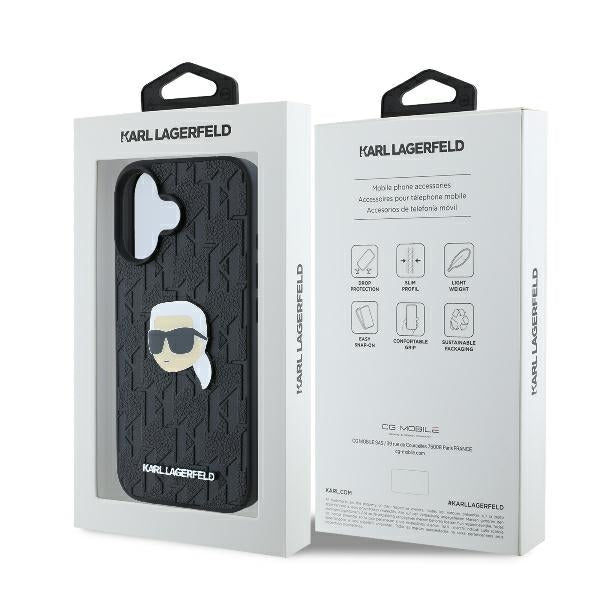 Karl Lagerfeld Monogram dėklas iPhone 16 – juodas
