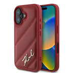 Karl Lagerfeld dygsniuotas dėklas iPhone 16 – raudonas -- iPhone 16