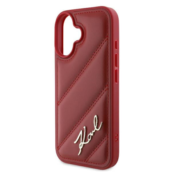 Karl Lagerfeld dygsniuotas dėklas iPhone 16 – raudonas -- iPhone 16